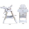 Adjustable Baby High Chair 0 - 6 Years, Portable Infant Feeding Seat With Safety Belt, Silent Lockable Wheels - White - Image 3