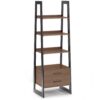 Sawhorse - Solid Walnut Veneer And Ladder Shelf With Storage - Dark Brown - Image 2