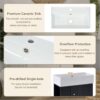 Modern Floating Bathroom Vanity With Ceramic Basin, Perfect For Small Bathrooms, Left Side Storage - Black - Image 6