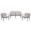 Luna - Outdoor Patio 3 Pieces Chat Set With Pp Frame And Cushions Includes 2 Club Chairs And 1 Loveseat - Beige / Black - Image 4