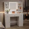 43.31" x 15.75" x 55.91" Newly Designed Smart Mirror Dressing Table With Drawers And Storage Cabinet, Dressing Table With Dressing Pad For Bedroom, Dressing Room - White - Image 5