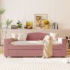 Twin Size Upholstered Daybed With Storage Armrests, Trundle And Latest Integrated Bluetooth Audio System - Pink - Image 12