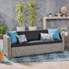 Thalassa - Outdoor 3 Seater Sofa With Removable Cushions And Steel Frame - Dark Gray / Black - Image 8