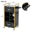 Locking Salon Storage Cabinet, Beauty Barber Salon Styling Station Organizer Equipment With 3 Hair Dryer Holder, 2 Drawers For Beauty Spa Barber Shop - Black - Image 6