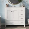 Bathroom Vanity With Ceramic Sink Combo, Abundant Storage Cabinet -2 Soft-Close Doors And 5 Drawers - White - Image 10