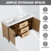 Original 60" Freestanding Bathroom Vanity With Double Resin Sink Plywood Soft Closing Doors & Drawers - Oak - Image 6