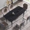 70.87" Modern Artificial Stone Curved Metal Leg Dining Table, Can Accommodate 6-8 People - Black - Image 2