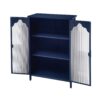 2 Doors Metal Storage Cabinet Display Cabinet With Glass Doors Metal Kitchen Sideboard Buffet Cabinet Glass Storage Cabinet For Dining Room Living Room Bedroom - Dark Blue - Image 13