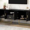 Modern TV Stand For TV Up To 70", TV Cabinet With 1 Drawer, 2 Cabinets And Metal Legs, Handles And Anti-Tip Device For Living Room - Black - Image 5