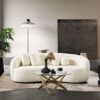 Drake - Japandi Style Curvy Sofa - Ivory White / White - Image 4