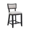 Counter Stools (Set of 2), Upholstered Counter Height Bar Stools With Comfy Back, Solid Rubber Wood Frame, Backrest, Footrest, Armless Barstools For Home Bar, Kitchen Counter - Beige / Black - Image 9