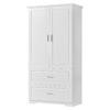 Tall Bathroom Storage Cabinet, With Two Doors And Drawers, Adjustable Shelf, MDF Board - White - Image 18