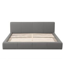 Full Size Stylish Upholstered Bed Elegant With Birch Wood Frame - Gray