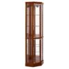6 Shelf Lighted Corner Curio Cabinet With Adjustable Tempered Glass Shelves And Mirror Back (E26 Light Bulb Not Included) - Oak - Image 9