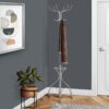 Coat Rack, Hall Tree, Free Standing, 12 Hooks, Entryway, Umbrella Holder, Contemporary & Modern - Silver - Image 3