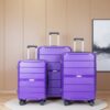 Hardshell Suitcase Spinner Wheels Pp Luggage Sets Lightweight Durable Suitcase With Tsa Lock, 3 Piece Set (20/24/28) - Purple - Image 2