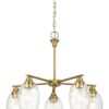 Elegance 5 Lights Linear Arms With Chain Chandelier - Clear / Gold - Image 2