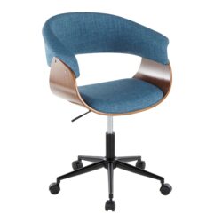 Vintage Mod - Mid-Century Modern Office Chair - Black / Walnut / Blue
