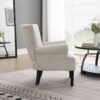 Modern Accent Living Room Chairs, Polyester Armchair Club Chair With Channel Back, Accent Chair For Living Room Reading Room, Soft Fabric, Wooden Leg - Light Gray - Image 3