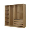 Doorless Storage Wardrobe For Dedroom With Shelves And 3 Drawers - Nature - Image 2