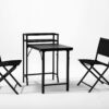 3 Piece Patio Bistro Set, Patio Set Of Foldable Patio Table And Chairs, Outdoor Patio Furniture Sets - Black - Image 2