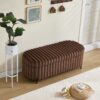 Contemporary Faux Fur Flip Top Storage Bench With - Black Metal Legs, Wide - Brown - Image 4