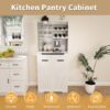 Modern Farmhouse Buffet Cabinet With Hutch Kitchen Storage Sideboard With Drawers & Barn Doors - White - Image 16