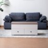 Luna - Coffee Table With Walnut Finish Lift Top, 2 Drawers, And 2 Shelves - White And Brown - Image 10