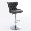 Swivel Barstools Adjusatble Seat Height From 25-33", Modern Upholstered Chrome Base Bar Stools With Backs Comfortable Tufted For Home Pub And Kitchen Island - Dark Gray - Image 4