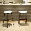 Modern Bar Stools Comfortable & Stylish Counter Height And Bar Height Bar Stools, Soft Upholstered, Backless For Kitchen, Dining Room Bar Chairs (Set of 2) - White - Image 3