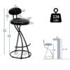 Bar Stools Upholstered Counter Height Barstools For Kitchen Island (Set of 2) Modern Leather Dining Chairs With Footrest - Black - Image 7