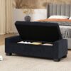 Textured Fabric Ottoman Bench With Hinged Lid - Dark Blue - Image 9