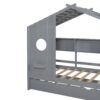 Twin Size House Bed With Trundle, Modern Design For Kids With Storage Shlef - Gray - Image 11