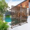 Outdoor & Indoor Privacy Screen Metal Privacy Screen, Freestanding Decorative Privacy Screen - Brown - Image 2