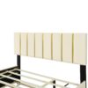 Queen Size Upholstered Platform Bed With 2 Drawers And 1 Trundle, Classic Strip Headboard Design - Beige - Image 5