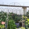 Metal Garden Arch Garden Arbor Trellis Climbing Plants Support Rose Arch Outdoor Arch - Cream White - Image 2