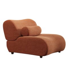 1 Piece Modern Modular Chenille Sofa With Reclined Backrest & Cylindrical Pillows, Upholstery, Sectional For Large Spaces - Rust Orange