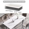 70.87" Modern Artificial Stone White Straight Edge Black Metal Leg Dining Table, Can Accommodate 6-8 People - White / Black - Image 10
