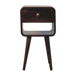 Mini Curved Nightstand With Lower Slot - Walnut