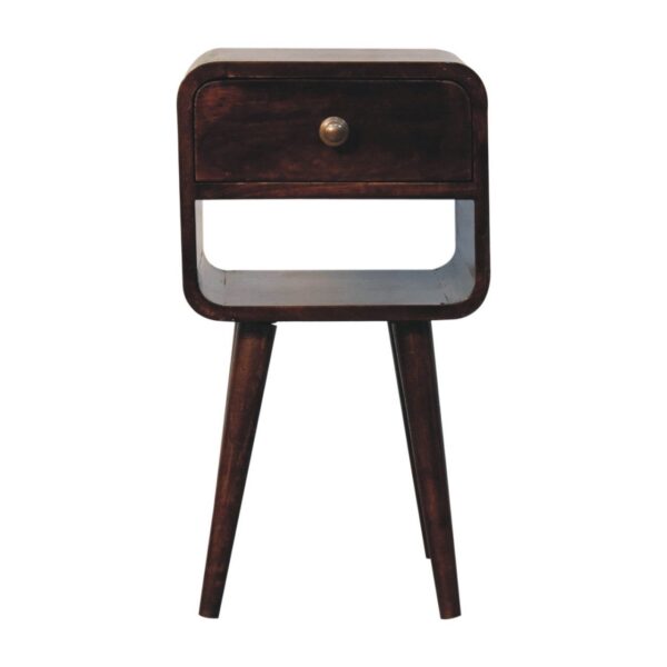 Mini Curved Nightstand With Lower Slot - Walnut