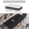 70.87" Modern Artificial Stone Black Curved Metal Leg Dining Table, Can Accommodate 6-8 People - Black / Gold - Image 9