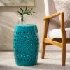 Lilac - Modern Side Table With Iron Cut Design - Teal - Image 4