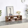Modern 2 Piece Cube TV Stand With Open Storage, L Shaped Design - Walnut - Image 8