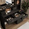 Newly Designed Smart Mirror Dressing Table With Drawers And Storage Cabinet, Dressing Table With Dressing Pad For Bedroom, Dressing Room - Black - Image 6