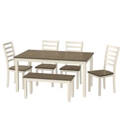 Radiant - 6 Piece Dining Table Set - Brown / White