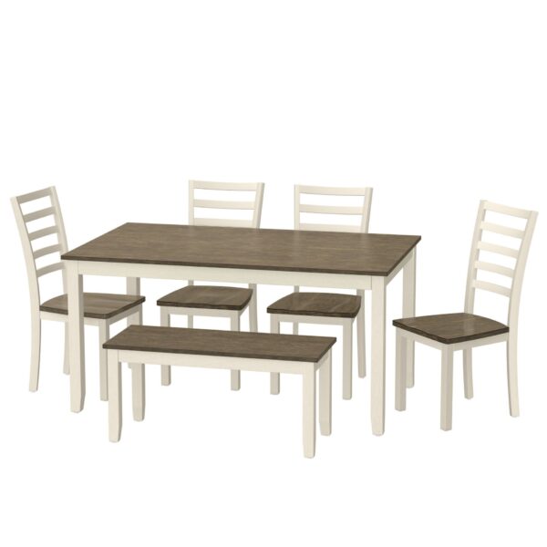Radiant - 6 Piece Dining Table Set - Brown / White