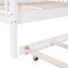Full Size House Bed With Trundle, Kids Bed With Shelf - White - Image 16