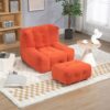 Fluffy Bean Bag Chair, Comfortable Bean Bag For Adults And Children, Super Soft Lazy Sofa Chair With Memory Foam And Ottoman, Indoor Modern Focus Bean Bag Chair For Living Room, Bedroom, Apartment - Red - Image 2