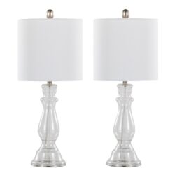 Bishop - Contemporary Table Lamp (Set of 2) - Clear / Nickel / White