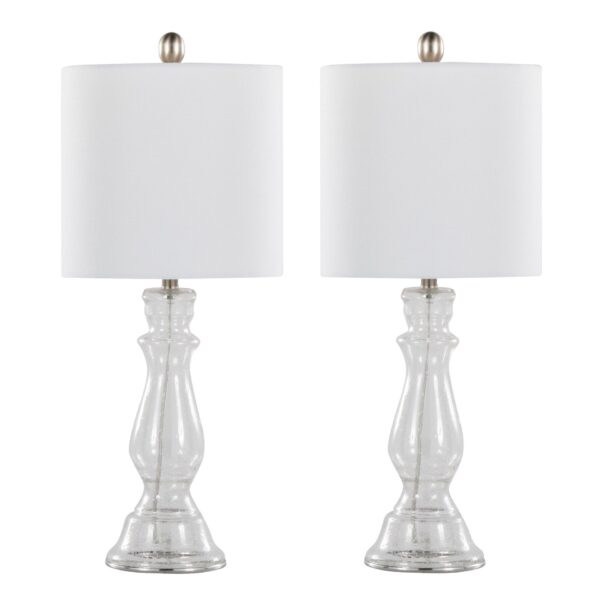 Bishop - Contemporary Table Lamp (Set of 2) - Clear / Nickel / White